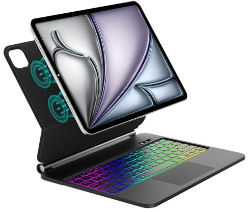 WINCHKING Magic Keyboard Case for iPad Air 13 (M3 2025/M2 2024), Cover for iPad Pro 12.9 6th/5th/4th/3rd(2022-2018), Black