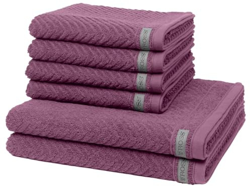 Ross - 6 teiliges Frottier-Set - Smart (4 X Handtuch 2 X Duschtuch im Set) - 520 g/m2 - Baumwolle - Frottee - saugstark - weich und flauschig - Beere