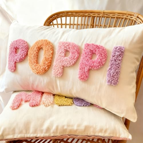 Cuscino decorativo personalizzato con ago per ricamo, cuscino con nome personalizzato fatto a mano per la camera dei bambini, cuscino ricamato con iniziali per la cameretta, regalo ideale per neonati