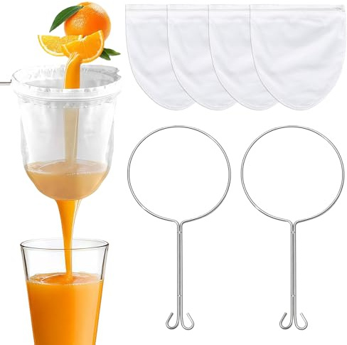 4 Nussmilchbeutel Bio Waschbar mit Ständer,Reißverschluss und 2 Halter