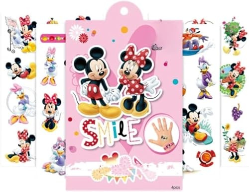 Temporäre Tattoos Auto Tattoo Stickers Set Party Favor Tattoo Aufkleber (4 Blätter) (Micky)