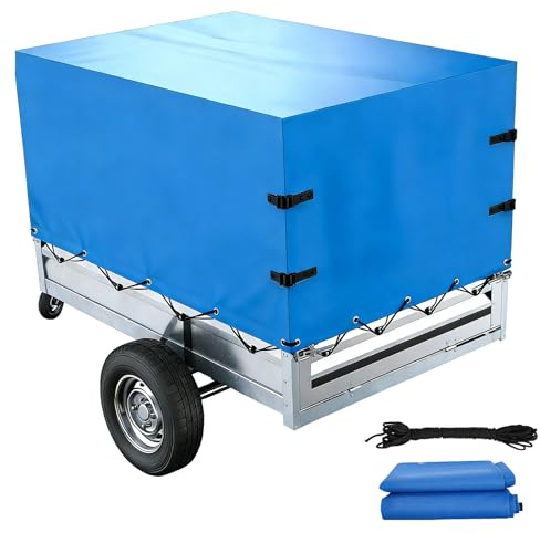 Anhänger Hochplane, Anhängerplane 210×114×110cm mit Ösen und Gummigurt Schnallriemen, 600d Oxford-Gewebe Langlebige Abdeckplane Abdeckung für PKW Anhänger 750kg 850kg Verschiedene Modellgrößen
