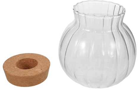 FONDOTIN Vase Hydroponique en Verre Transparent avec Couvercle en Liège, Forme Bulbe, pour Propagation de Plantes et Décoration Minimaliste de Bureau ou Salon