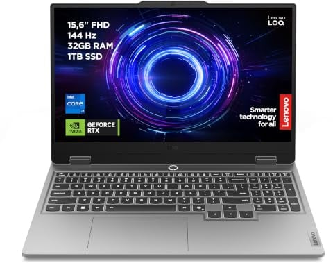Lenovo LOQ 15 144Hz Notebook Gaming, NVIDIA GeForce RTX 5060 8GB GDDR7, Intel Core i7-13645HX, RAM 16GB DDR5, 1TB SSD M.2 2242 PCIe 4.0, FHD, Windows 11, Tastiera retroilluminata