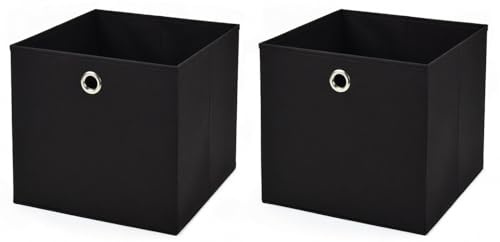 Stick&Shine 2x Aufbewahrungs Korb Schwarz Faltbox 33 x 33 x 33 cm Regalkorb faltbar