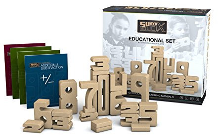 SumBlox Math Learning Blocks, 27-Piece Hardwood Starter Set, Educational Number Blocks