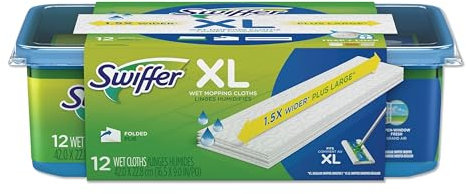 Swiffer - 74471 - Paños húmedos, grandes para mopa apertura en W, 12 hojas plegadas