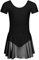 tanzmuster ® Ballettkleid Mädchen Kurzarm - Lucy - Baumwolle - Chiffon Röckchen - schwarz, Größe:164/170