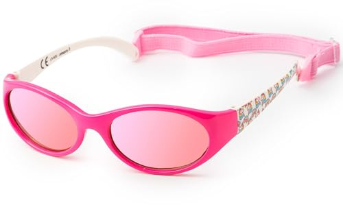 Kiddus Occhiali da Sole 2-4 Anni Bambino Bambina, Polarizzati UV400 CAT3, Montatura Flessibile con Fascia Regolabile in Neoprene, CE ISO REACH