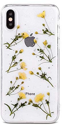 Flower Phone Case for iPhone SE 2020,TPU Glitter Sparkly Star Case Girls Silicone Gel Shockproof Clear Flower Floral Cute Pressed Flower Slim Protective Bumper Cover for iPhone 7/8/SE 2020(B)