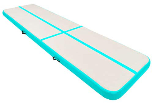Tidyard Aufblasbare Gymnastikmatte mit Pumpe Tranningsmatte mit Luftpumpe,Gymnastikmatte,airtrack Tumbling für Übungsgymnastik, Training Yoga Indoor Outdoor 600x100x20 cm PVC Grün