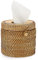 IGNPION Papiertaschentuchbox aus Rattan, Dekoration Kosmetiktücherbox Handgewebt Taschentuchbox, Servietten Aufbewahrungsbox für Haus, Hotel (15x14cm, Natural)