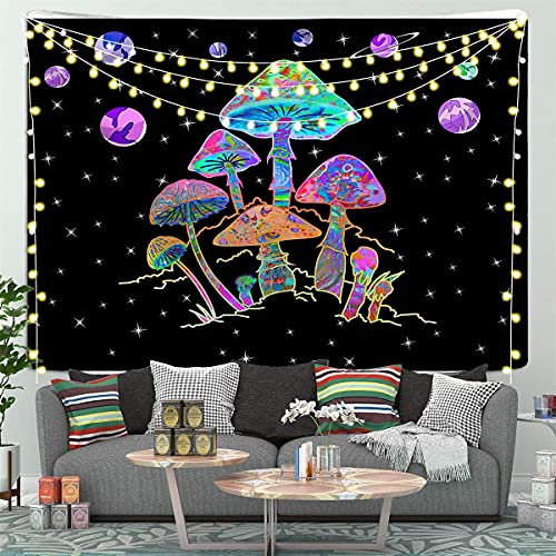 Arawat Wandteppich Pilz Psychedelic Wandtuch Boho Tapisserie trippy Gothic Indisches Tapestry Wandtuch Wald Wandteppiche Illusionen Deko Tipp Wanddeko (150x130cm)
