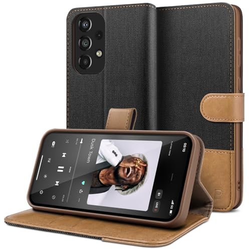 BEZ Handyhülle für Samsung A53 5G Hülle, Tasche Kompatibel mit Samsung Galaxy A53 5G, PU Leder Schutzhüllen aus Klappbar mit Kartenfach [RFID Schutz] Ständer, Magnetverschluss, Schwarz