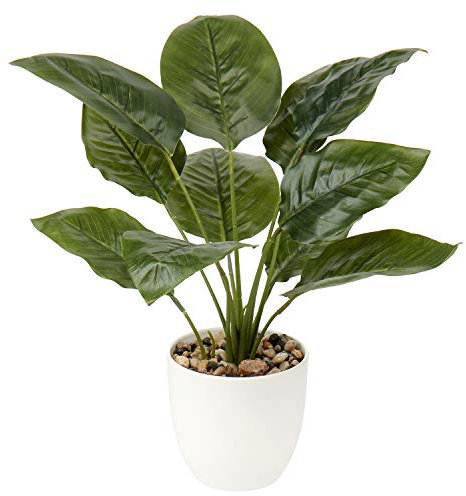 45CM Artificial Dieffenbachia Faux Plants Indoor Decorative Fake Tropical Plants Aesthetic Room Décor Greenery for Bedroom Office Home Desk Decoration