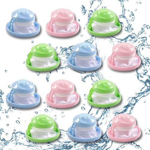 YICARE 12 Stück 3in1 wiederverwendbarer Tierhaarentferner, Haarfänger, Fusselfilter für Wäsche, ungiftig, wiederverwendbar, Fusselsieb, Trocknerbälle, schwimmender Ball, verhindert Verflechten von