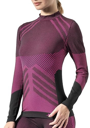 Risalti Maglia Termica Donna Manica Lunga Energy - Lupetto Traspirante a Compressione, Intimo Termico Senza Cuciture ed Etichette per Sci, Trekking, Running, Ciclismo - Made in Italy
