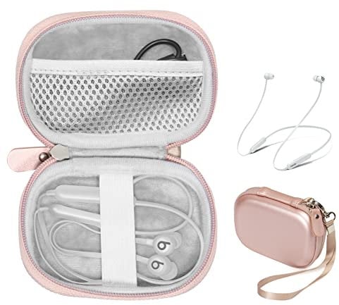 CaseSack Protective Case for Beats Flex Wireless Earbuds, Also for Powerbeats High Performance Wireless Earbuds, Headphone Storage, Headphone Bag, Power Charging Cable Bag (Rose Gold)