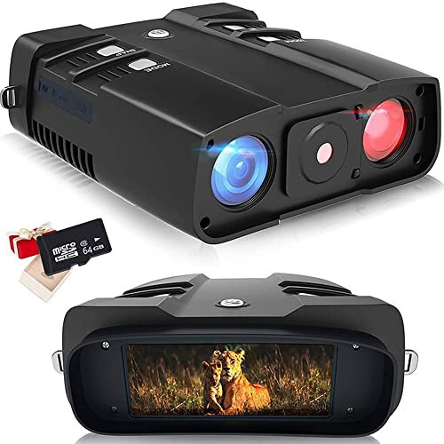 BraveKing Nachtsichtgerät, 3-10-Fache Vergrößerung 1640ft/500M Erkennungsweite Wasserdichtes Infrarot-Hochempfindlicher-CMOS-Sensor Digitales Nachtsichtbrille für Jagd Camping mit 64G Speicherkarte