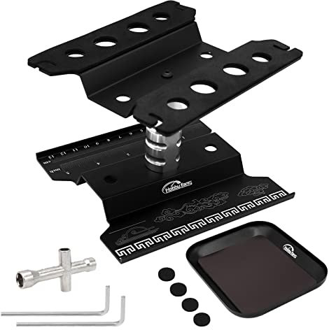 Hobby Fans RC Auto Reparatur Station Montageständer RC Montageplattform Arbeitsständer 360 Grad Rotation Heben oder Senken und Schraubenablage für 1/8 1/10 1/12 1/16 1/18 RC Car Truck Buggy