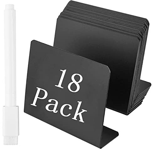 QUACOWW 18 PCS Mini Chalkboard Signs, Small Black Chalk Board Signs, 4x3 inch Chalk Message Boards Erasable Rectangle Blackboard Menu Blackboard Display for Cake Food Tables Christmas Festival Parties