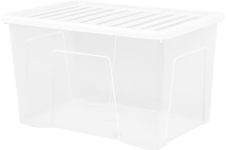 Muddy Hands Extra Large Plastic Storage Box with Lid - 102 Litre Clear Stackable Container for Clothes, Blankets, Toys & Household Organisation