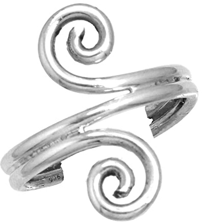 Jeweloporium Mode Feet Body Schmuck Gift for Frau, 925 Silber Adjustable Toe Ring im Spiral Shape (98806_T)