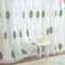 MIULEE Kurz Vorhänge Transparent mit Grün und Weiss Blätter Muster, Modern Stickerei Gardinen Ösen Für Kleines Fenster Kurzgardine, 2er Set Schöne Blätter Muster Vorhang Fenster H 145 x B 140
