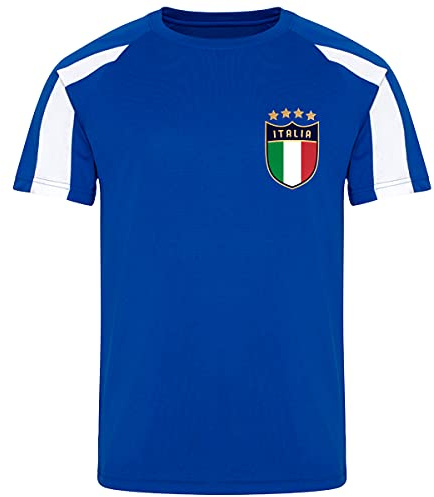 Maillot de football italien pour enfants Italia Tshirt Équipe Coupe, bleu marine, 12-13 ans