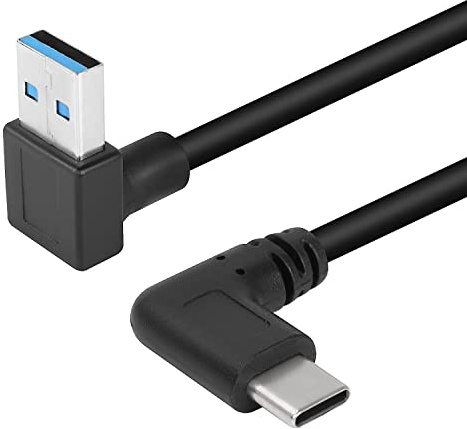 GELRHONR USB Stecker USB C Stecker Kabel 25cm, 90 Grad USB C Kabel, Kurzes Typ C Ladekabel 18W Schnellladung 5Gbps Datenübertragung-Up Winkel Schwarz