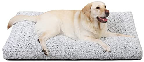 KSIIA Hundebett Grosse Hunde Waschbar, XL Hundekissen flauschig, Hundematte für große mittelgroße Hunde, rutschfeste Unterseite, Hundekorb Hundematratz Haustierbett Hellgrau 105x70cm