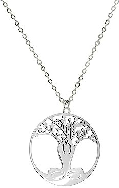 Only faith Collar Nudo de Bruja Acero Inoxidable colgantes amuletos Celta trisquel Sello del arcángel. Talismán protección, Geometría sagrada, Metatrón tetragrámaton Triqueta (Arbol de Vida Plateado)