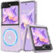 OWKEY Samsung Galaxy Z Flip 5 Case, [Designed for Magsafe], Transparent Magnetic Shockproof Military-Grade Protection, Hard PC Back with Soft TPU,Slim Cover Phone Case for Galaxy Z Flip 5 5G, Clear