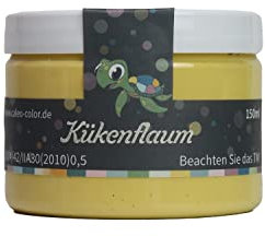 Caleo Color Lack KÜKENFLAUM Gelb, 0,15 Liter - ökologischer Lack für Möbel - natürlich, lösemittelfrei, spielzeugtauglich