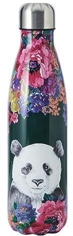 Mikasa Wild at Heart, borraccia da 500 ml, bottiglia con isolamento sottovuoto riutilizzabile in acciaio inox con coperchio a vite per il pendolarismo, la scuola o la palestra, stampa panda