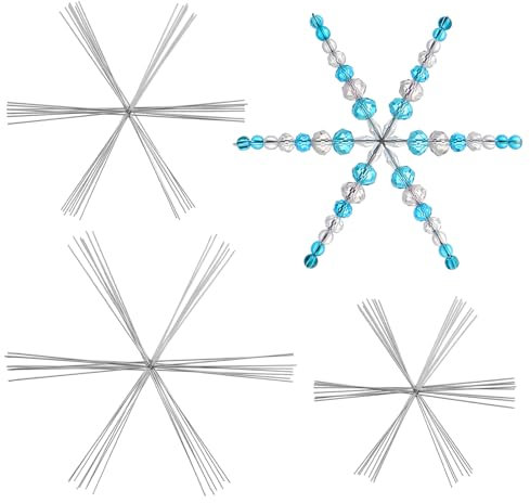 BOFUNX 24pcs Drahtsterne für Perlensterne Schneeflocke Drahtsterne Set 9.5/11.5/15cm Draht Basteln für Weihnachtsdeko Schneeflocken Anhänger DIY Handwerk