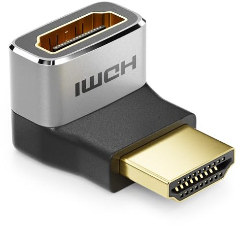 deleyCON Adaptateur HDMI Connecteur de Couplage Angle 270° 8K@60Hz / 4K@120Hz UHD Aluminium HDMI 2.1 Arc HDR10+ Dolby Vision VRR ALLM 48Gbps 270° Coudé Gris Noir