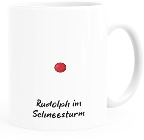 MoonWorks® Kaffee-Tasse Rentier Rudolph im Schneesturm Weihnachtstasse lustig Meme Witz weiß standard
