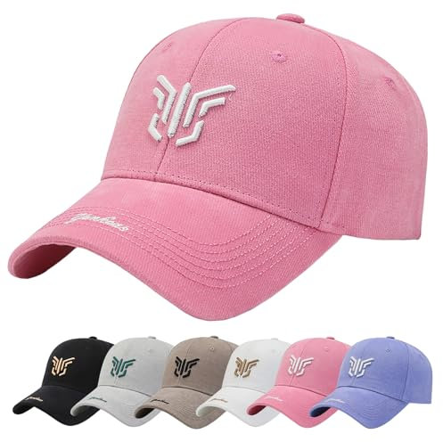 Enwokran Cappellino da Baseball da Uomo con Visiera, Unisex Cotone Regolabile Anti-Sole Ricamo Berretti da Baseball Cappellini per Sport All'aperto,Trucker Cappello Hip Hop papà (Rosa)