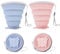 270ml Bicchiere Portatile Pieghevole da Viaggio con Coperchio in Plastica, Bicchiere Pieghevole in Silicone Senza BPA ，Riutilizzabile, Ideale per Picnic, Campeggio, Escursionismo e Viaggi (rosa+blu)