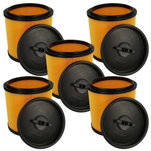 vhbw 5x Faltenfilter kompatibel mit Parkside PNTS NTS 1423-S Staubsauger | Patronenfilter Gelb Schwarz