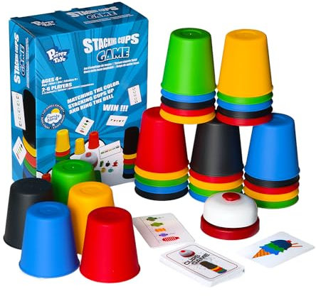 Pairez Toys Quick Stacking Cups Giochi per bambini, classico gioco di tazze impilabili, giochi di velocità di Coppe, giocattoli interattivi genitore-figlio con 24 carte e 30 tazze