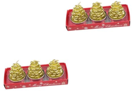 Ciieeo 2 Sets Einzigartiges Weihnachtskerzenhalter-set in Tannenzapfenform Dekorative Ornamente Für Die Weihnachtsdekoration Zu Hause 3 Stück * 2