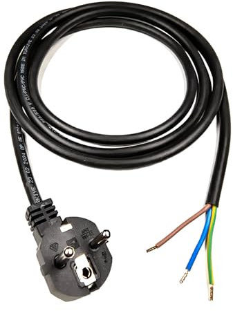 Kabel mit Stecker und Aderendhülsen, Stecker 230V, 16A, 3 Meter, Anschlussleitung mit Schuko Stecker, Anschlusskabel mit Stecker, Schutzkontakt-Zuleitung, Stromkabel mit Aderendhülsen, IP20, Schwarz
