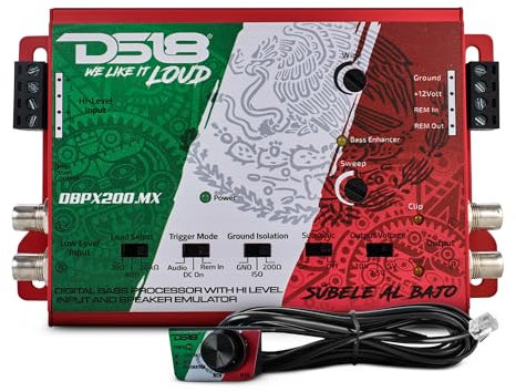 DS18 DBPX200.MX Processeur de basse numérique avec convertisseur de signal haut à bas et émulateur de haut-parleur, processeur de restauration des basses numérique, entrée/sortie de préampli à 2