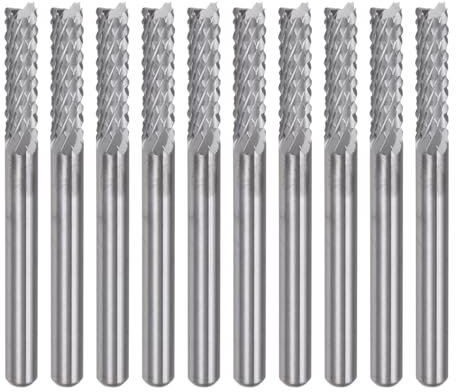 sourcing map 10Pcs 3.175mm Carbide End Mill Engraving Milling Cutter CNC Router Bits for PCB Machine, 1/8 Shank