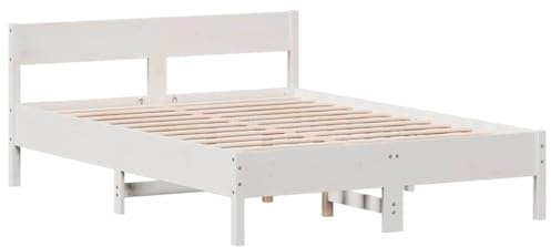 vidaXL Massivholzbett ohne Matratze Weiß 120x200 cm Kiefernholz