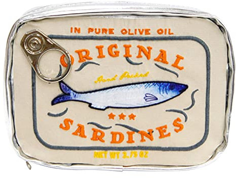 Fiorky Reise-Make-up-Tasche im Sardinen-Stil, Kosmetiktasche, kreativ, niedlich, Make-up-Tasche, Kulturbeutel, tragbar, modisch, multifunktional, weich, for Wochenendurlaub, Geschenk