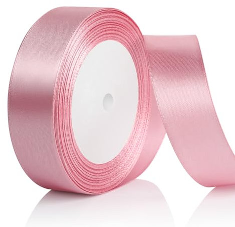 AiQInu Ruban Satin Rose Gold, 25mm X 22m,Ruban Cadeau,Ruban Couture,Ruban de Satin de soie pour Décoration de Mariage, l'artisanat de Décoration de la Maison, Fête Gâteau, Emballage Gâteau, Coffrets