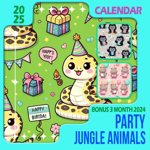 Party Jungle Animals Calendar 2025: 15-Month Animal Photography For Kids And Adult, From Oct 2024 to Dec 2025, Perfect for Planning and Organizing Your Year